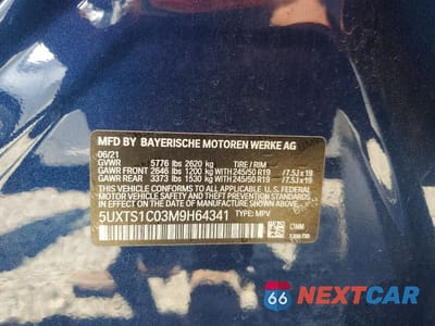 Zdjęcie 14 z 14 samochodu: 2021 BMW X3 XDRIVE30E VIN:5UXTS1C03M9H64341 - miniatura
