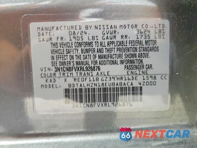 Zdjęcie 12 z 12 samochodu: 2024 NISSAN VERSA SR VIN:3N1CN8FVXRL926876 - miniatura