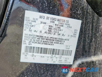 Zdjęcie 13 z 13 samochodu: 2007 FORD EDGE SE VIN:2FMDK36C27BB34351 - miniatura