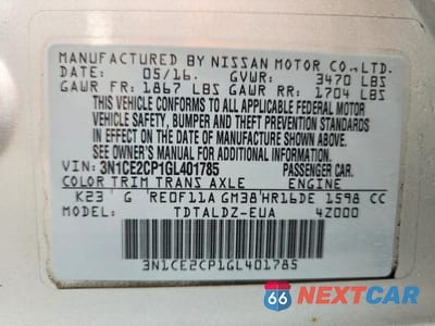 Zdjęcie 12 z 12 samochodu: 2016 NISSAN VERSA NOTE SV VIN:3N1CE2CP1GL401785 - miniatura