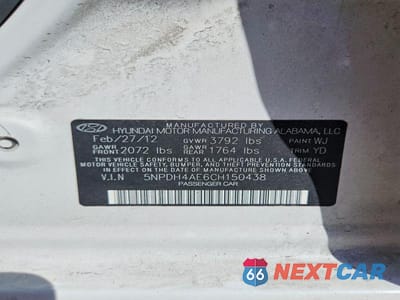 Zdjęcie 12 z 12 samochodu: 2012 HYUNDAI ELANTRA GLS VIN:5NPDH4AE6CH150438 - miniatura