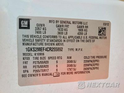 Zdjęcie 13 z 13 samochodu: 2012 GMC YUKON XL DENALI VIN:1GKS2MEF4CR255892 - miniatura
