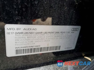 Zdjęcie 12 z 12 samochodu: 2017 AUDI A8 L QUATTRO VIN:WAU44AFD7HN016603 - miniatura