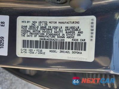 Zdjęcie 12 z 12 samochodu: 2010 TOYOTA COROLLA LE VIN:1NXBU4EE6AZ311169 - miniatura