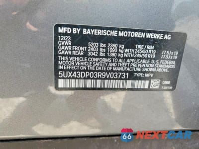 Zdjęcie 13 z 13 samochodu: 2024 BMW X3 SDRIVE30I VIN:5UX43DP03R9V03731 - miniatura