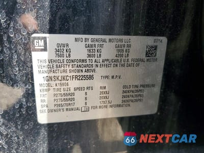 Zdjęcie 13 z 13 samochodu: 2015 CHEVROLET SUBURBAN K1500 LT VIN:1GNSKJKC1FR225586 - miniatura