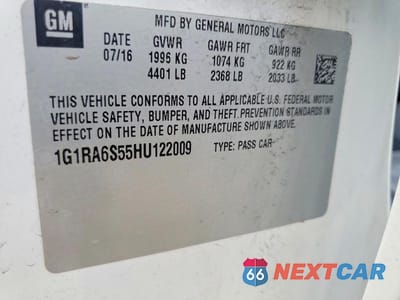 Zdjęcie 12 z 12 samochodu: 2017 CHEVROLET VOLT LT VIN:1G1RA6S55HU122009 - miniatura