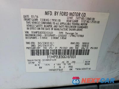 Zdjęcie 13 z 13 samochodu: 2016 FORD TAURUS POLICE INTERCEPTOR VIN:1FAHP2L83GG107031 - miniatura