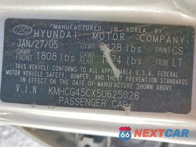 Zdjęcie 12 z 12 samochodu: 2005 HYUNDAI ACCENT GL VIN:KMHCG45CX5U625326 - miniatura