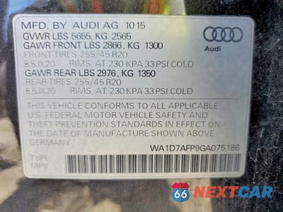 Zdjęcie 13 z 13 samochodu: 2016 AUDI Q5 PREMIUM PLUS S-LINE VIN:WA1D7AFP9GA075186 - miniatura