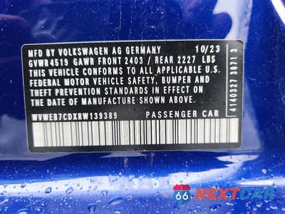 Zdjęcie 12 z 12 samochodu: 2024 VOLKSWAGEN GOLF R VIN:WVWEB7CDXRW139389 - miniatura