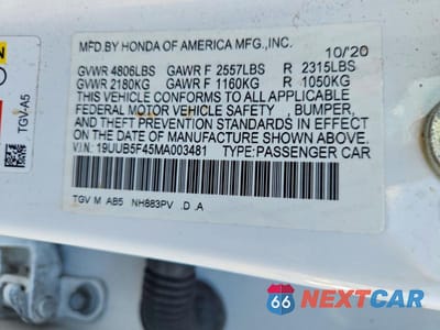 Zdjęcie 12 z 12 samochodu: 2021 ACURA TLX TECHNOLOGY VIN:19UUB5F45MA003481 - miniatura