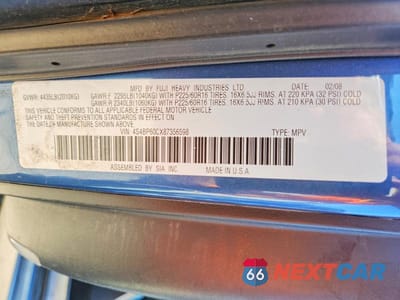 Zdjęcie 13 z 13 samochodu: 2008 SUBARU OUTBACK VIN:4S4BP60CX87356598 - miniatura
