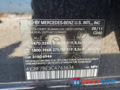 Zdjęcie 13 z 13 samochodu: 2012 MERCEDES-BENZ GL 450 4MATIC VIN:4JGBF7BE3CA763634 - miniatura