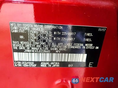 Zdjęcie 13 z 13 samochodu: 2018 TOYOTA RAV4 LE VIN:JTMBFREV3JD228665 - miniatura