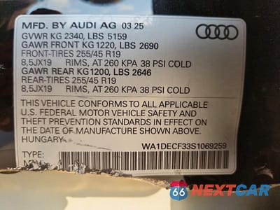 Zdjęcie 13 z 13 samochodu: 2025 AUDI Q3 PREMIUM S LINE 45 VIN:WA1DECF33S1069259 - miniatura