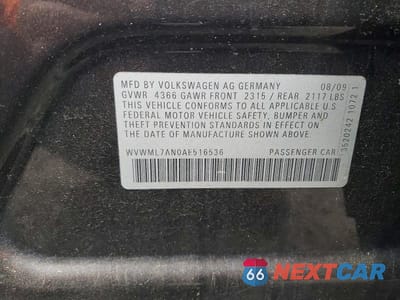 Zdjęcie 12 z 12 samochodu: 2010 VOLKSWAGEN CC SPORT VIN:WVWML7AN0AE516536 - miniatura