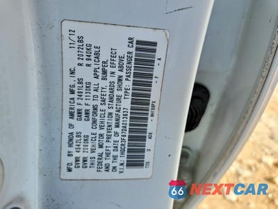 Zdjęcie 12 z 12 samochodu: 2013 HONDA ACCORD EXL VIN:1HGCR3F87DA013637 - miniatura
