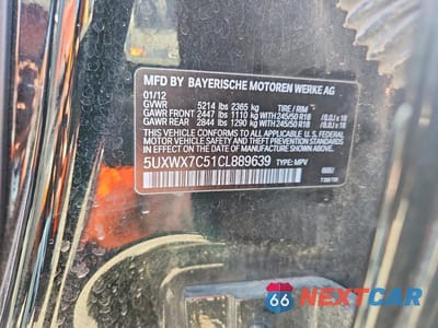 Zdjęcie 13 z 13 samochodu: 2012 BMW X3 XDRIVE35I VIN:5UXWX7C51CL889639 - miniatura