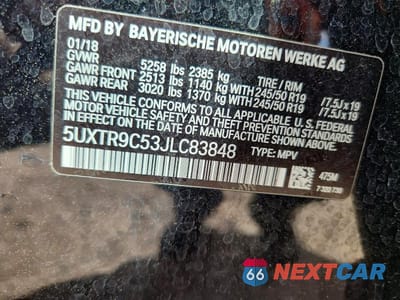 Zdjęcie 13 z 13 samochodu: 2018 BMW X3 XDRIVE30I VIN:5UXTR9C53JLC83848 - miniatura