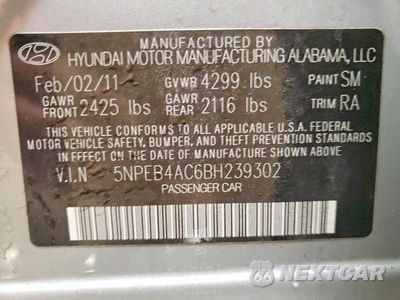 Zdjęcie 13 z 13 samochodu: 2011 HYUNDAI SONATA GLS VIN:5NPEB4AC6BH239302 - miniatura