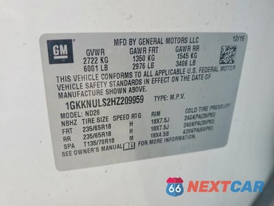 Zdjęcie 13 z 13 samochodu: 2017 GMC ACADIA SLT-1 VIN:1GKKNULS2HZ209959 - miniatura