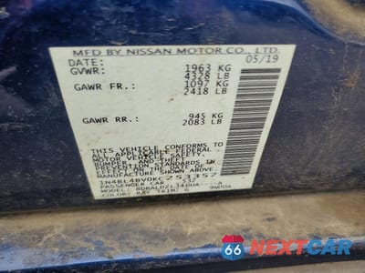 Zdjęcie 12 z 12 samochodu: 2019 NISSAN ALTIMA 2.5 S VIN:1N4BL4BV0KC253357 - miniatura