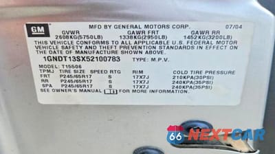 Zdjęcie 13 z 13 samochodu: 2005 CHEVROLET TRAILBLAZER LS VIN:1GNDT13SX52100783 - miniatura