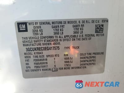 Zdjęcie 12 z 12 samochodu: 2014 CHEVROLET SILVERADO K1500 LT VIN:3GCUKREC0EG417575 - miniatura