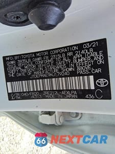 Zdjęcie 12 z 12 samochodu: 2021 TOYOTA COROLLA LE VIN:JTDEPMAE9MJ179240 - miniatura
