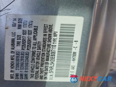 Zdjęcie 13 z 13 samochodu: 2014 HONDA ODYSSEY LX VIN:5FNRL5H28EB087110 - miniatura