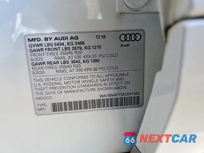 Zdjęcie 12 z 12 samochodu: 2019 AUDI Q5 PREMIUM PLUS VIN:WA1BNAFY5K2041562 - miniatura