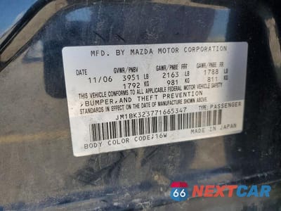 Zdjęcie 12 z 12 samochodu: 2007 MAZDA 3 S VIN:JM1BK323771665347 - miniatura
