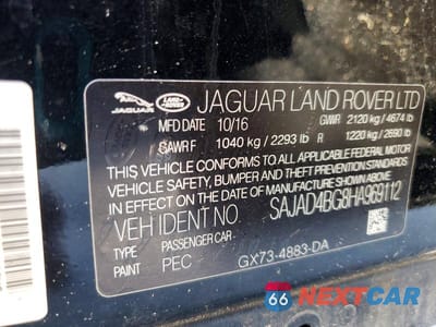 Zdjęcie 12 z 12 samochodu: 2017 JAGUAR XE PREMIUM VIN:SAJAD4BG8HA969112 - miniatura