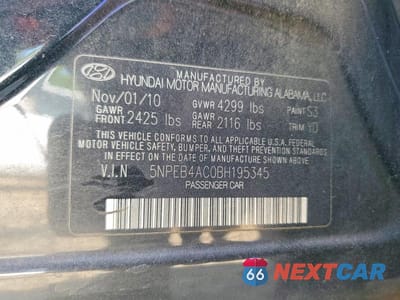 Zdjęcie 12 z 12 samochodu: 2011 HYUNDAI SONATA GLS VIN:5NPEB4AC0BH195345 - miniatura