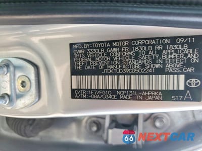 Zdjęcie 12 z 12 samochodu: 2012 TOYOTA YARIS 5-DOOR LE VIN:JTDKTUD39CD502241 - miniatura