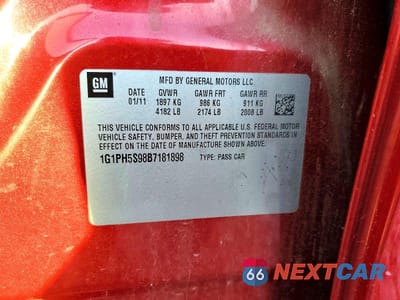 Zdjęcie 13 z 13 samochodu: 2011 CHEVROLET CRUZE LTZ VIN:1G1PH5S98B7181898 - miniatura