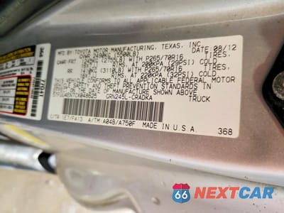 Zdjęcie 12 z 12 samochodu: 2012 TOYOTA TACOMA V6 VIN:5TFUU4EN7CX048625 - miniatura