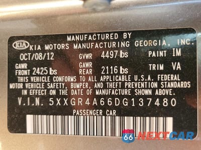 Zdjęcie 13 z 13 samochodu: 2013 KIA OPTIMA SX VIN:5XXGR4A66DG137480 - miniatura