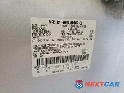 Zdjęcie 12 z 12 samochodu: 2015 FORD EXPLORER LIMITED VIN:1FM5K7F88FGA87776 - miniatura