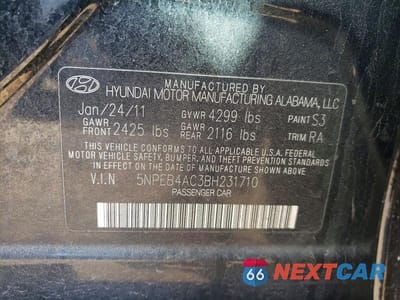 Zdjęcie 12 z 12 samochodu: 2011 HYUNDAI SONATA GLS VIN:5NPEB4AC3BH231710 - miniatura