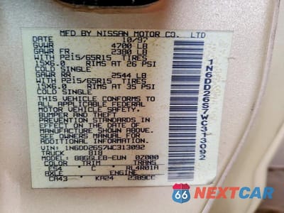 Zdjęcie 12 z 12 samochodu: 1998 NISSAN FRONTIER XE VIN:1N6DD26S7WC313092 - miniatura
