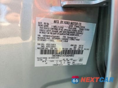 Zdjęcie 12 z 12 samochodu: 2007 MERCURY MONTEGO PREMIER VIN:1MEHM42147G604803 - miniatura