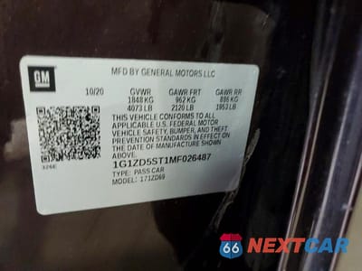 Zdjęcie 12 z 12 samochodu: 2021 CHEVROLET MALIBU LT VIN:1G1ZD5ST1MF026487 - miniatura