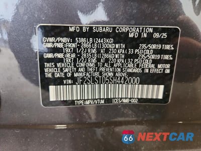Zdjęcie 14 z 14 samochodu: 2025 SUBARU FORESTER TOURING VIN:JF2SLSTD5SH442000 - miniatura
