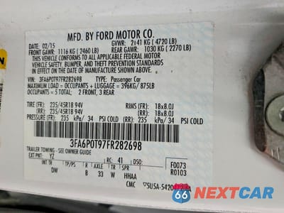 Zdjęcie 13 z 13 samochodu: 2015 FORD FUSION SE VIN:3FA6P0T97FR282698 - miniatura