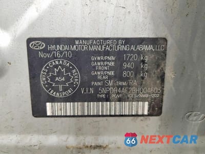 Zdjęcie 12 z 12 samochodu: 2011 HYUNDAI ELANTRA GLS VIN:5NPDH4AE2BH004603 - miniatura