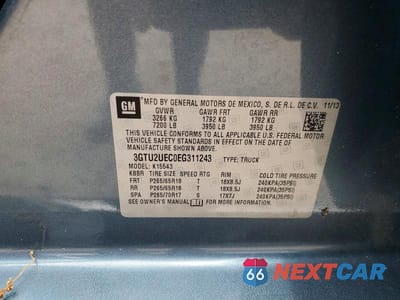 Zdjęcie 12 z 12 samochodu: 2014 GMC SIERRA K1500 SLE VIN:3GTU2UEC0EG311243 - miniatura