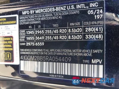 Zdjęcie 13 z 13 samochodu: 2024 MERCEDES-BENZ EQE SUV 350+ VIN:4JGGM2BB5RA054409 - miniatura