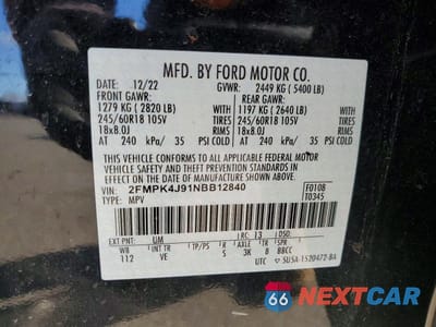 Zdjęcie 14 z 14 samochodu: 2022 FORD EDGE SEL VIN:2FMPK4J91NBB12840 - miniatura